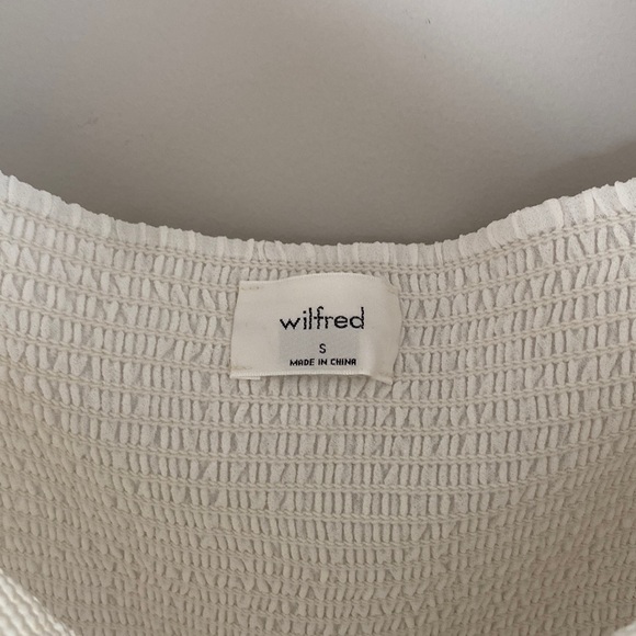 Wilfred Aritzia Small Tempest Mini Dress Smocked White Long Sleeve - Picture 6 of 9